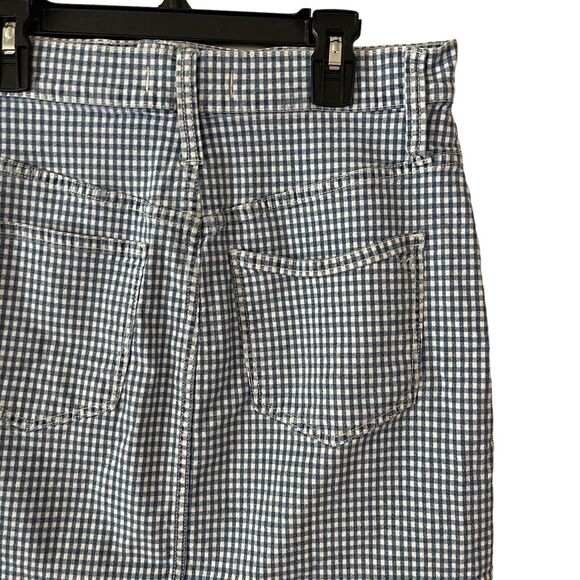 Madewell 26 Skirt Stretch Denim Straight Blue White Gingham Short Mini - Picture 9 of 9
